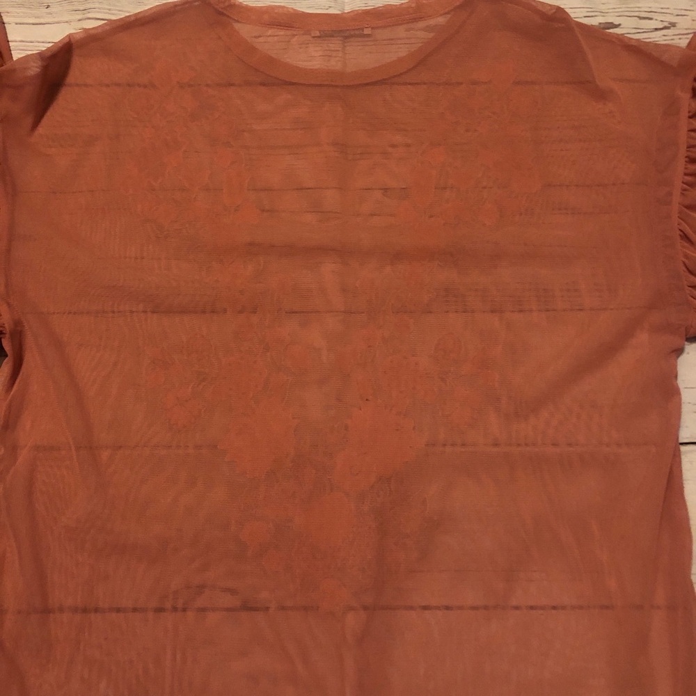 Zara Embroidered Salmon Top